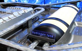 Toyota hydrogen fuel cell at the 2014 New York International Auto Show" by Joseph Brent is licensed with CC BY-SA 2.0.