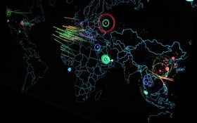 An image of cyber attacks in real time. Source: “Cyber attacks” by Christiaan Colen, licensed with CC BY-SA 2.0.