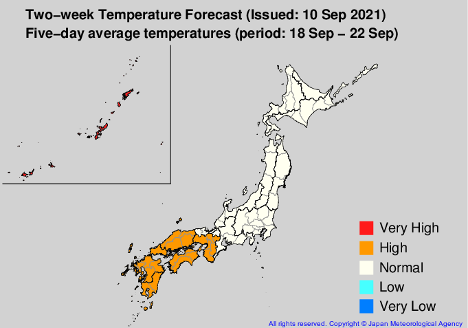 ２週間気温予報地図表示